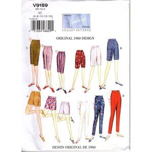 Vogue V9189 Misses 6 to 14 Circa 1960 Shorts and Pants UNCUT Sewing Pattern